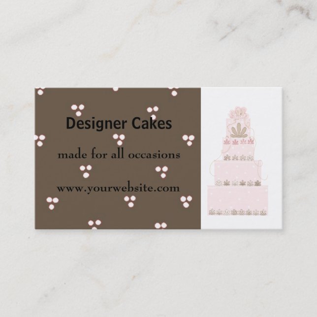 Designer Tårta Rosa och Choklad Visitkort (Framsida)