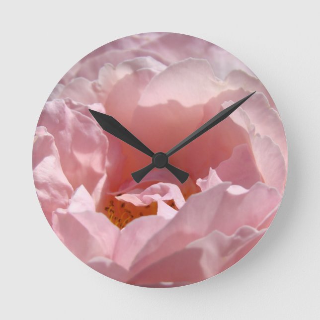 Designer Väggur Växthus Rosa Ros Blomma (Framsida)