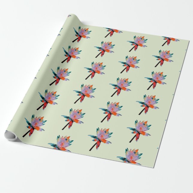 Designer Vattenlilja Inpackningspapper Presentpapper (Utrullad)
