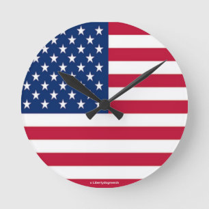 DESIGNER WALL CLOCKS - AMERICAN FLAGGA STIL GIFTS RUND KLOCKA