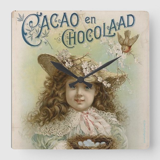 DESIGNER WALL CLOCKS - GIFTS - DUTCH CHOCOLATE FYRKANTIG KLOCKA (Framsida)