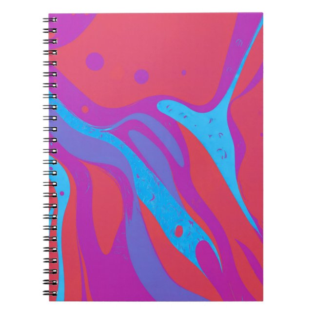 Designerns bärbara dator med Abstrakten Red & Blue Anteckningsbok (Framsidan)