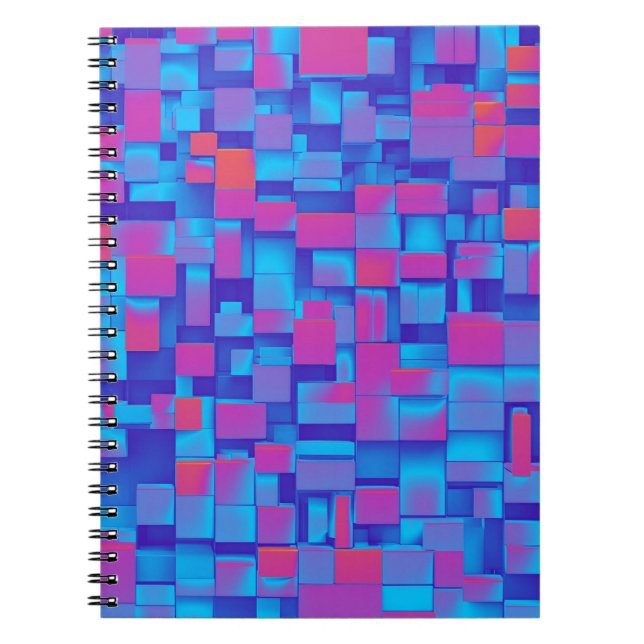 Designerns bärbara dator med Blue and Rosa Cube Ar Anteckningsbok (Framsidan)