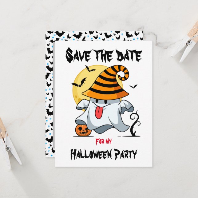 Designinbjudningar för Cute spökhalloween Inbjudningar (Fram/Back In Situ)