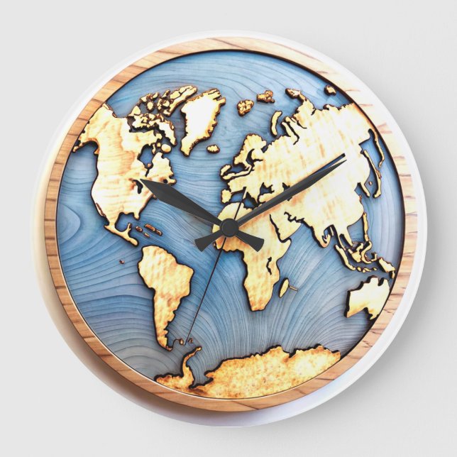 Designlock för 3D World Map Stor Klocka (Framsida)