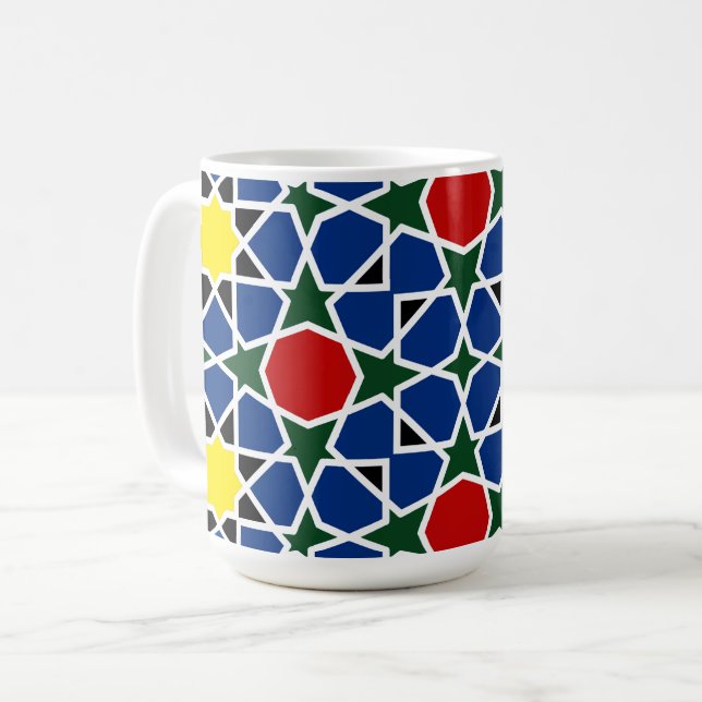 Designpanel för marockansk mosaik, Geometric Mönst Kaffemugg (Framsida vänster)