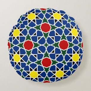 Designpanel för marockansk mosaik, Geometric Mönst Rund Kudde