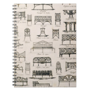 Designs för trädgårdsstolar, från 'A Compendium of Anteckningsbok