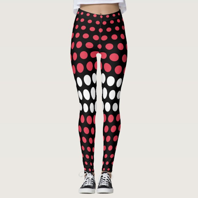 Desire and White Polka Dot Mönster Leggings (Framsida)