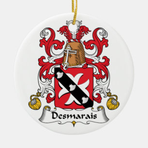 Desmarais familjvapensköld julgransprydnad keramik