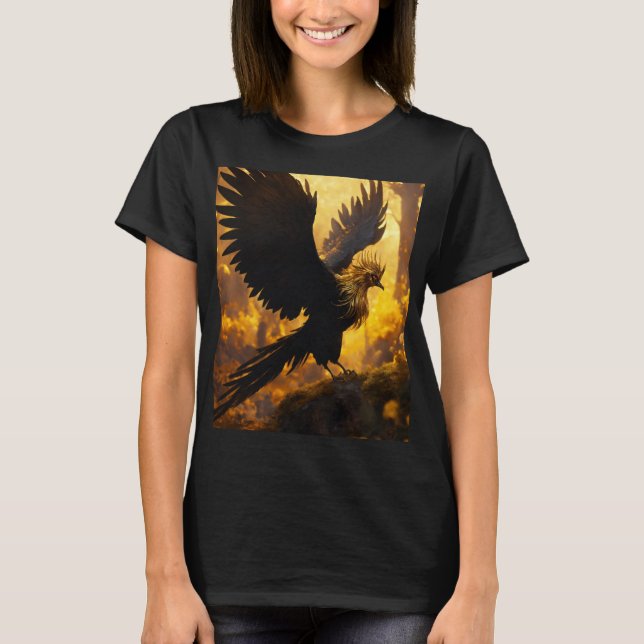 Desolat Magic Black & Golden Phoenix Tee" T Shirt (Framsida)