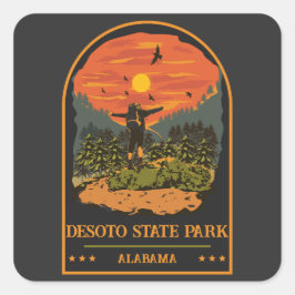 Desoto State Park camping resa retro Fyrkantigt Klistermärke