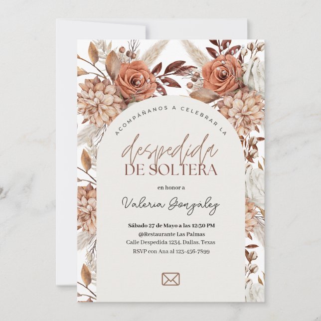 Despedida de Soltera Boho Blommigt Inbjudningar (Framsida)