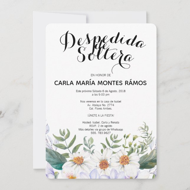 Despedida de Soltera-inbjudan, En español Inbjudningar (Framsida)