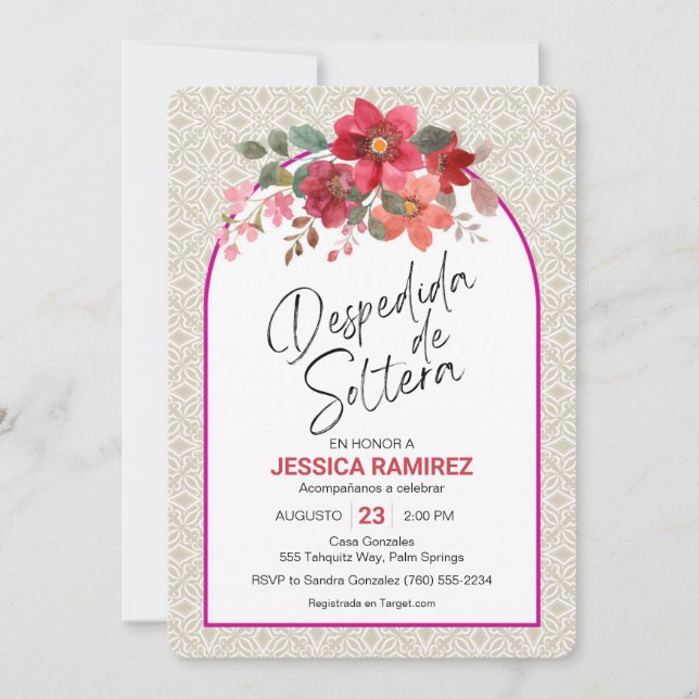 Despedida de Soltera Invacion Flores de Otoño Inbjudningar (Framsida)