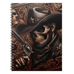Desperado Död: Gun-Wielding Skull i Cowboy Hat Anteckningsbok
