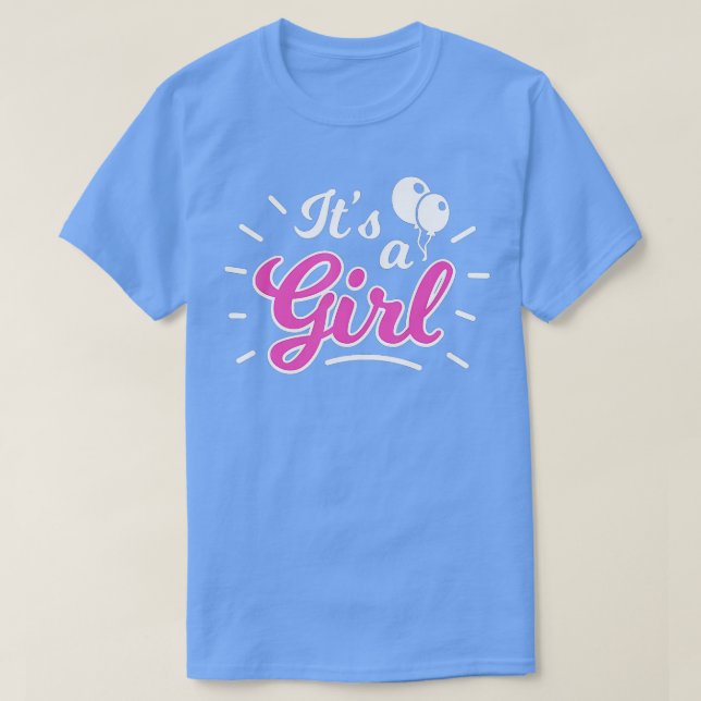 Dess A Girl Gender Reveal Party ger Rosa eller blå T Shirt (Design framsida)
