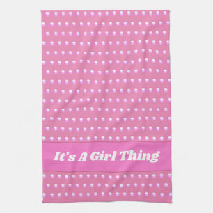 Dess A Girl Sak Rosa Bright Polka dots Girly Kökshandduk