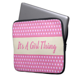 Dess A Girl Sak Rosa Bright Polka dots Girly Laptop Fodral