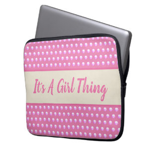 Dess A Girl Sak Rosa Bright Polka dots Girly Laptop Fodral
