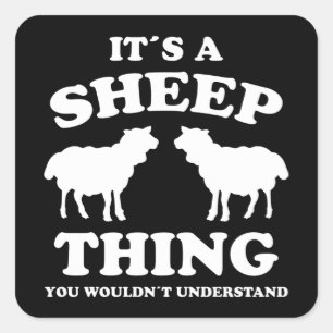 Dess A Sheep Sak design Shebs Lamb Farmer Gift Fyrkantigt Klistermärke