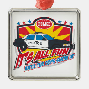 Dess all roliga polis julgransprydnad metall