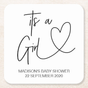 Dess baby showerdekorationer en flicka underlägg papper kvadrat
