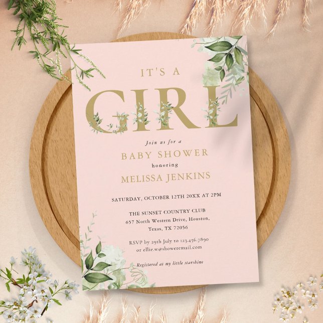 Dess  babyskor från Guld, en flicka i Botaniska Ro Inbjudningar (Skapare uppladdad)