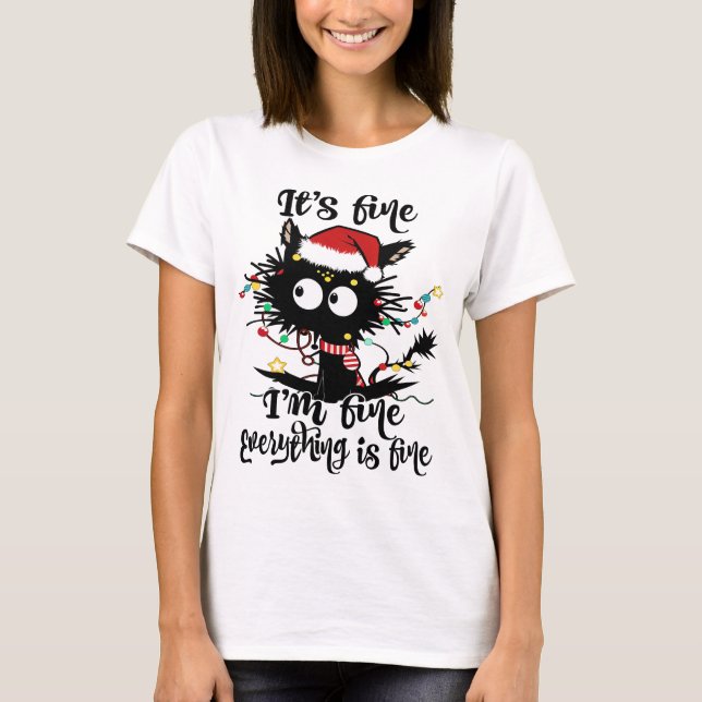 Dess Bra Im Bra Allt är Bra Julafton Black Cat T Shirt (Framsida)