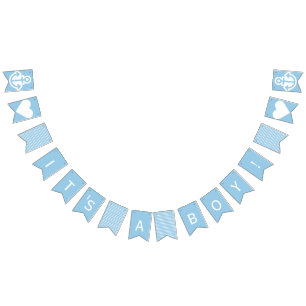 Dess en baby blue pojke och nautisk Bunting för Vimplar