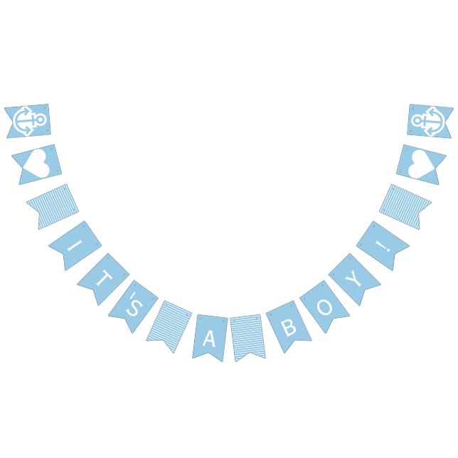 Dess en baby blue pojke och nautisk Bunting för Vimplar (Alla)