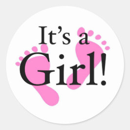 Dess en flicka - baby som är nyfödd, baby shower runt klistermärke