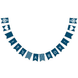 Dess en nautisk Bunting för för pojkeblått och vit Vimplar