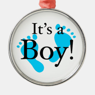 Dess en pojke - baby som är nyfödd, firande julgransprydnad metall