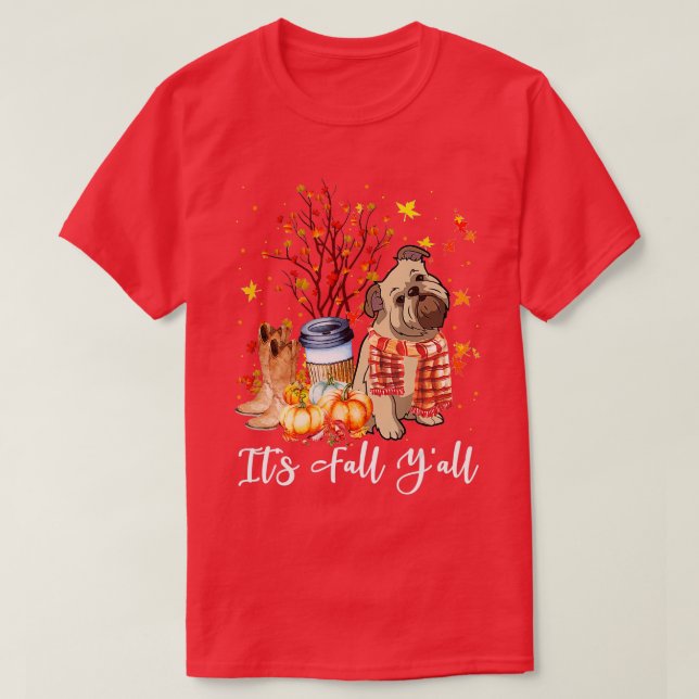 Dess Fall Yall Brussels Griffon Hund Pumpkin Fall  T Shirt (Design framsida)