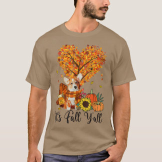 Dess Fall Yall Corgi Hundälskares Thanksgiving Hal T Shirt