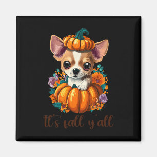 Dess Fall Y'all Cute Blommigt Pumpkin Chihuahua Ha Magnet