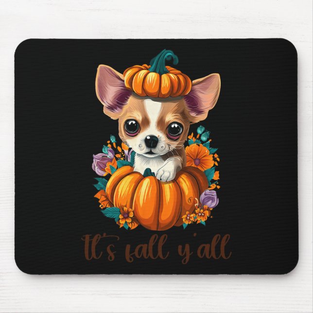 Dess Fall Y'all Cute Blommigt Pumpkin Chihuahua Ha Musmatta (Framsidan)