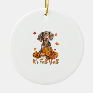 Dess Fall Y'all Dachshund Hund Fall Scarf Autumn P Julgransprydnad Keramik