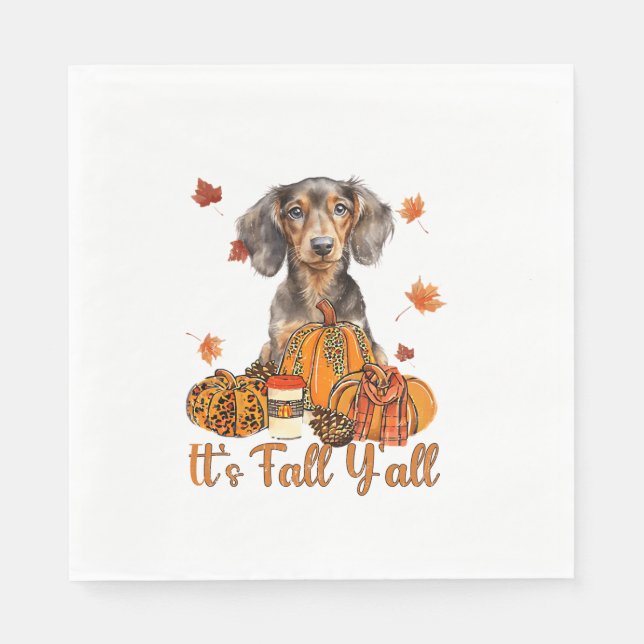 Dess Fall Y'all Dachshund Hund Fall Scarf Autumn P Pappersservett (Framsidan)