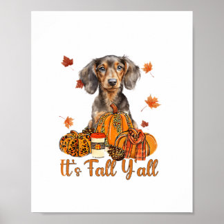 Dess Fall Y'all Dachshund Hund Fall Scarf Autumn P Poster
