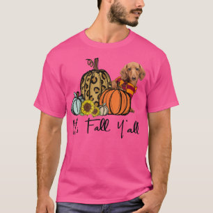 Dess Fall Yall Dachshund Leopard Pumpkin Solros T Shirt