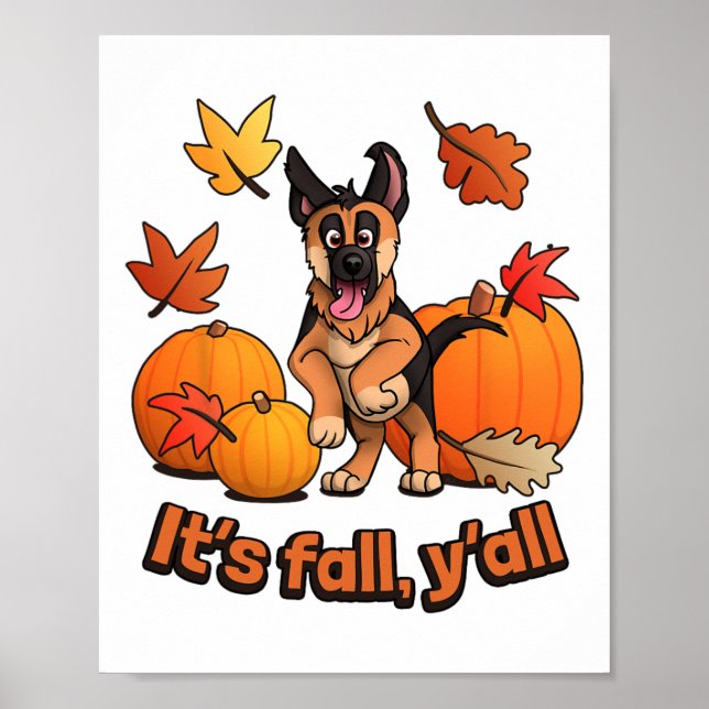 Dess Fall Yall German Shepherd Puppy Poster (Framsidan)