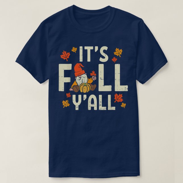 Dess Fall Yall Gnome Pumpkin Halloween-Thanksgivin T Shirt (Design framsida)