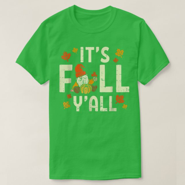Dess Fall Yall Gnome Pumpkin Halloween-Thanksgivin T Shirt (Design framsida)