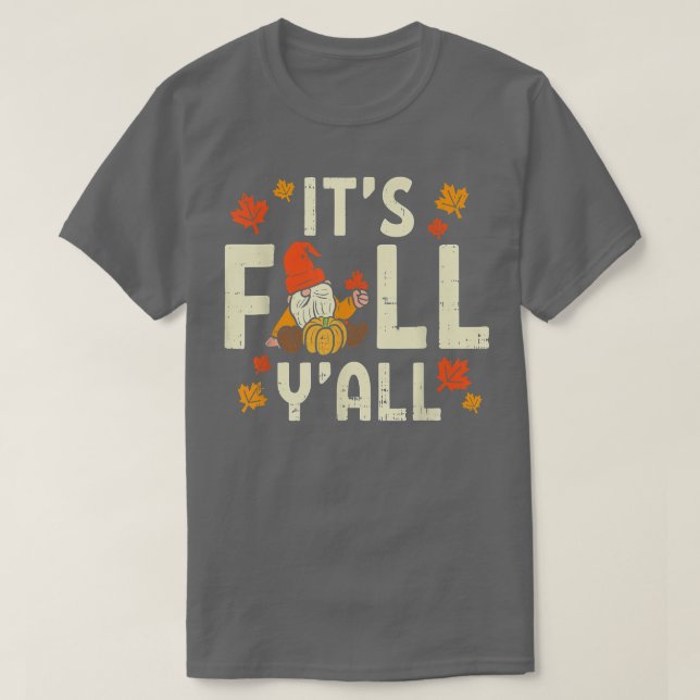Dess Fall Yall Gnome Pumpkin Halloween-Thanksgivin T Shirt (Design framsida)