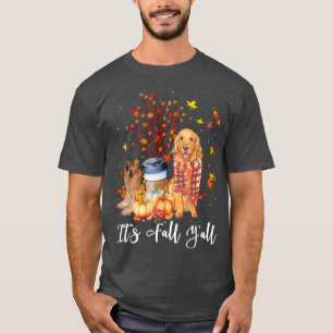Dess Fall Yall Golden Retriever Hund Pumpkin Fall T Shirt