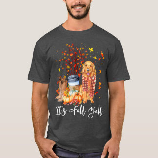 Dess Fall Yall Golden Retriever Hund Pumpkin Fall T Shirt