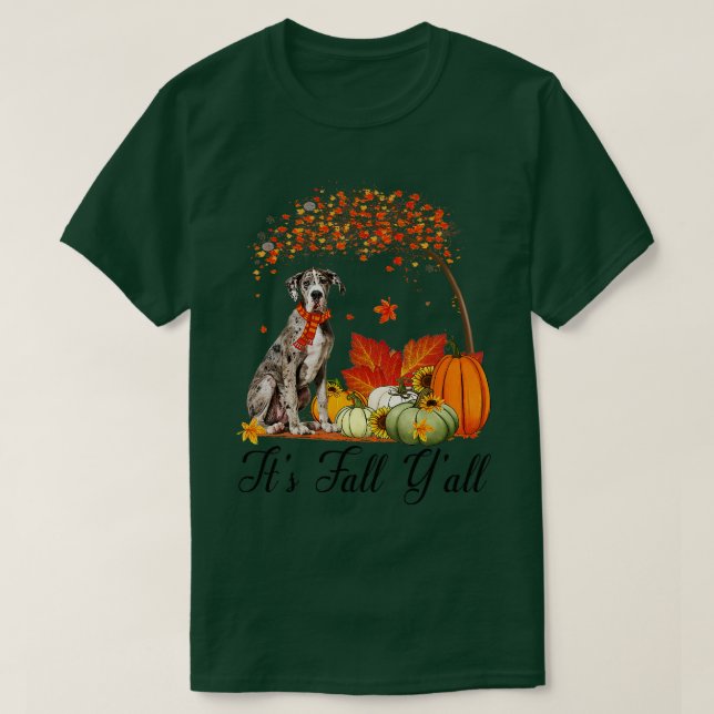Dess Fall Yall Great dane Hundälskare Thanksgiving T Shirt (Design framsida)