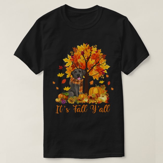 Dess Fall Yall Labrador Svart lab Halloween Thanks T Shirt (Design framsida)